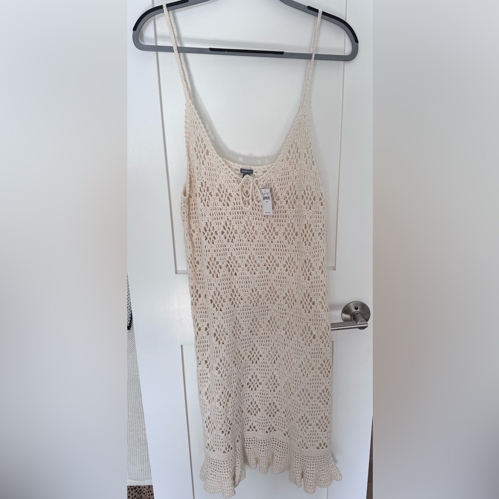 Aerie Ivory Crochet Tie-Front Top